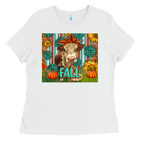 White Western Fall Cow Ladies Tee - LillyAllenDesigns