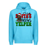 Ocean Blue Santa's Little Yelper Premium Hoodie - FaDigitalArtStudio