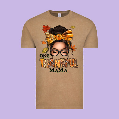 One Thankful Mama Afro Messy Bun Vintage Tee Designed By Texasbilliewilder