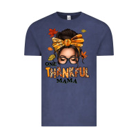 Vintage Denim one thankful mama afro messy bun Vintage Tee - texasbilliewilder