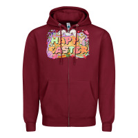 Burgundy Happy Easter Zipper Hoodie - LillyAllenDesigns