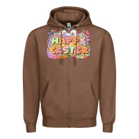 Chestnut Happy Easter Zipper Hoodie - LillyAllenDesigns