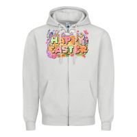 Dove Grey Happy Easter Zipper Hoodie - LillyAllenDesigns