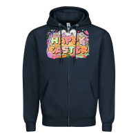 Navy Happy Easter Zipper Hoodie - LillyAllenDesigns