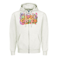 Oatmeal Heather Happy Easter Zipper Hoodie - LillyAllenDesigns