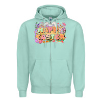 Seafoam Happy Easter Zipper Hoodie - LillyAllenDesigns