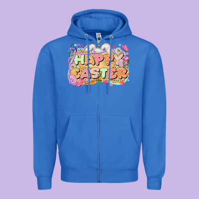 Happy Easter Zipper Hoodie Designed By Lillyallendesigns
