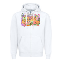 White Happy Easter Zipper Hoodie - LillyAllenDesigns