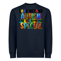Navy look beyond autism and see someone special Heavyweight Sweatshirt - FaDigitalArtStudio