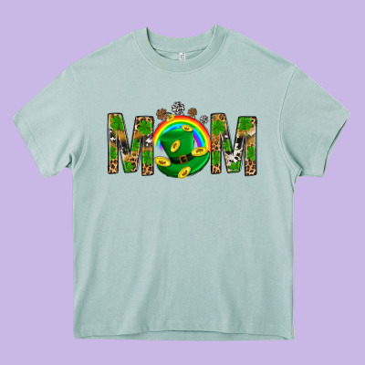 Western Mom With Shamrock Heavy Core Tee Designed By Bundleandbundleshop