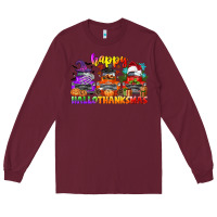 Burgundy happy hallothanksmas truck Long Sleeve Tee - CowGirlArtShop