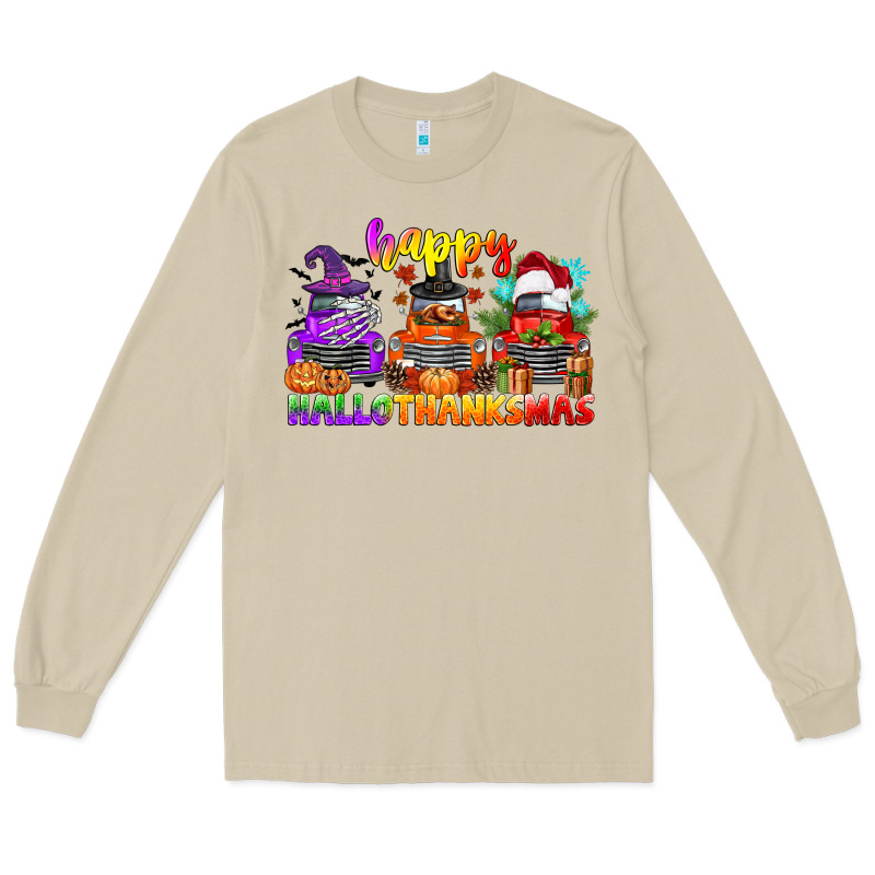 Happy Hallothanksmas Truck Long Sleeve Tee by CowGirlArtShop | Teevron