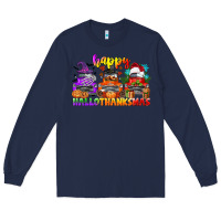 Navy happy hallothanksmas truck Long Sleeve Tee - CowGirlArtShop
