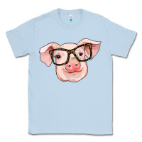 Dusty Blue pig with glasses Classic Tee - RanaPortraitStore