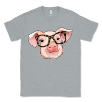 Heather Grey pig with glasses Classic Tee - RanaPortraitStore