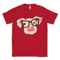Red pig with glasses Classic Tee - RanaPortraitStore
