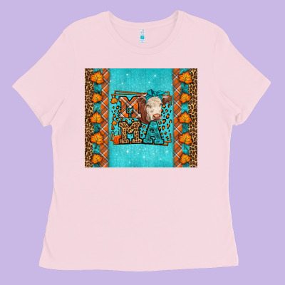 Western Fall Cow Mama Ladies Tee Designed By Lillyallendesigns