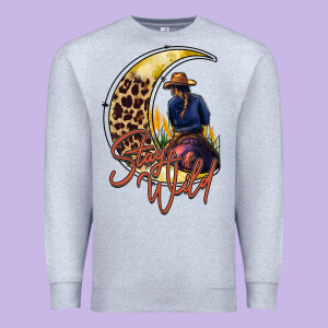 Stay Wild Moon Cowgirl Premium Sweatshirt Designed By Racoondesign