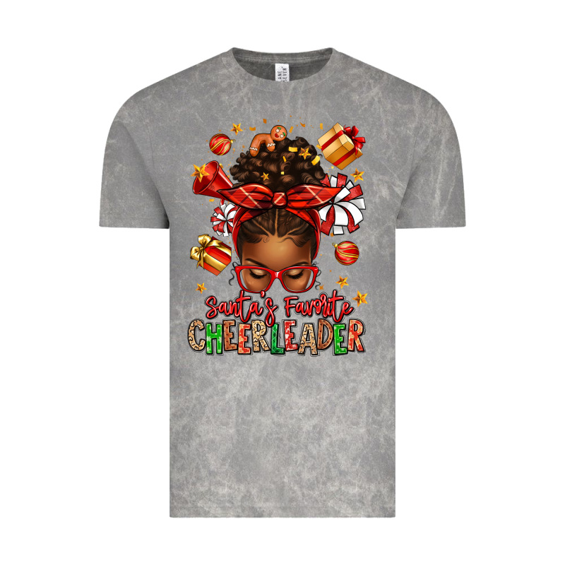 Santa's Favorite Cheerleader Afro Messy Bun Vintage Tee by texasbilliewilder | Teevron