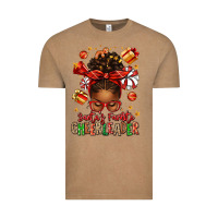 Vintage Coffee santa's favorite cheerleader afro messy bun Vintage Tee - texasbilliewilder