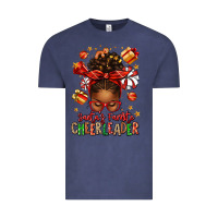 Vintage Denim santa's favorite cheerleader afro messy bun Vintage Tee - texasbilliewilder