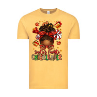 Vintage Mustard santa's favorite cheerleader afro messy bun Vintage Tee - texasbilliewilder