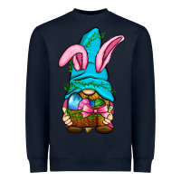 Navy Easter Wicker Basket Gnome Heavyweight Sweatshirt - BundleAndBundleShop