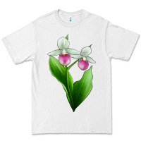 White Pink And White Lady's Slipper Flower Premium Tee - LillyAllenDesigns