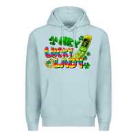 Blue Mist Hey lucky lady flip phone Premium Hoodie - FaDigitalArtStudio