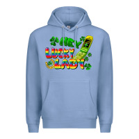 Colony Blue Hey lucky lady flip phone Premium Hoodie - FaDigitalArtStudio