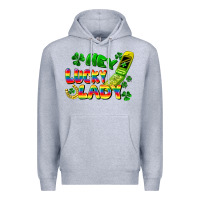 Heather Grey Hey lucky lady flip phone Premium Hoodie - FaDigitalArtStudio