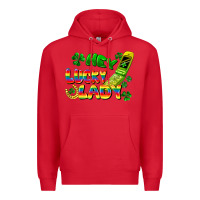 Red Hey lucky lady flip phone Premium Hoodie - FaDigitalArtStudio