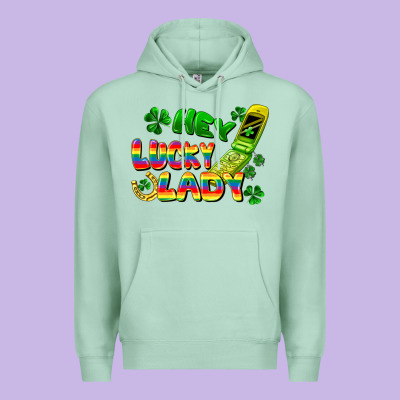 Hey Lucky Lady Flip Phone Premium Hoodie Designed By Fadigitalartstudio
