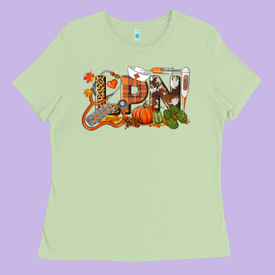 Fall Lpn Licensed Practical Nurse Ladies Tee Designed By Lillyallendesigns