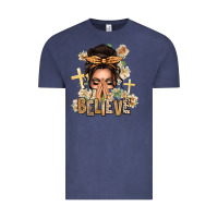 Vintage Denim believe praying caucasian messy bun Vintage Tee - texasbilliewilder