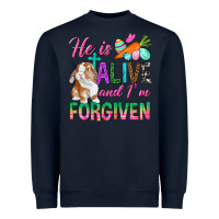 Navy He Is Alive And I'm Forgiven Heavyweight Sweatshirt - BundleAndBundleShop