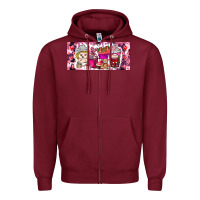 Burgundy Valentine Coffee Zipper Hoodie - CowhideDigitalArt