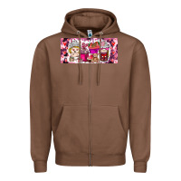 Chestnut Valentine Coffee Zipper Hoodie - CowhideDigitalArt