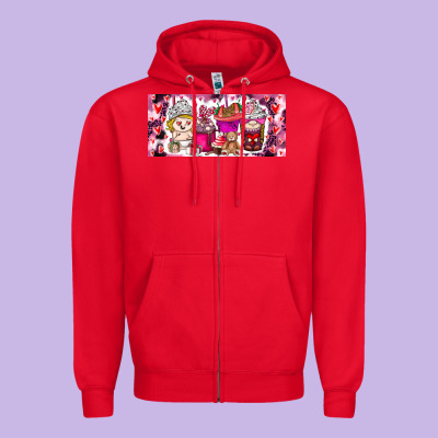 Valentine Coffee Zipper Hoodie Designed By Cowhidedigitalart