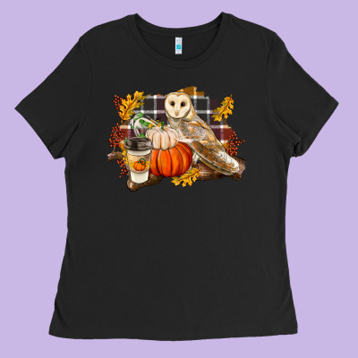 Fall Barn Owl Ladies Tee Designed By Lillyallendesigns