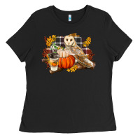 Black Fall Barn Owl Ladies Tee - LillyAllenDesigns