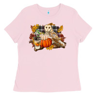 Bubblegum Pink Fall Barn Owl Ladies Tee - LillyAllenDesigns