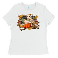 White Fall Barn Owl Ladies Tee - LillyAllenDesigns