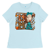 Baby Blue Western Fall Cow Mama Ladies Tee - LillyAllenDesigns