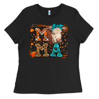 Black Western Fall Cow Mama Ladies Tee - LillyAllenDesigns