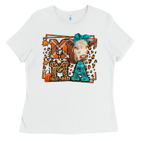 White Western Fall Cow Mama Ladies Tee - LillyAllenDesigns