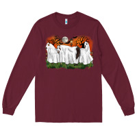 Burgundy ghost horses halloween Long Sleeve Tee - CowGirlArtShop