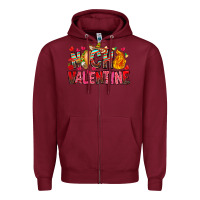 Burgundy Nacho Valentine Zipper Hoodie - CowhideDigitalArt