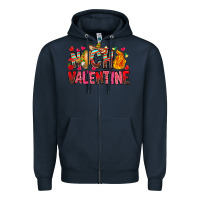 Navy Nacho Valentine Zipper Hoodie - CowhideDigitalArt