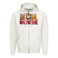 Oatmeal Heather Nacho Valentine Zipper Hoodie - CowhideDigitalArt